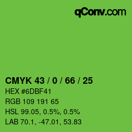 颜色代码: CMYK 43 / 0 / 66 / 25 | qconv.com