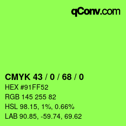 カラーコード: CMYK 43 / 0 / 68 / 0 | qconv.com