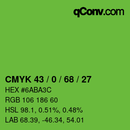 Farbcode: CMYK 43 / 0 / 68 / 27 | qconv.com