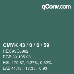 Código de color: CMYK 43 / 0 / 6 / 59 | qconv.com