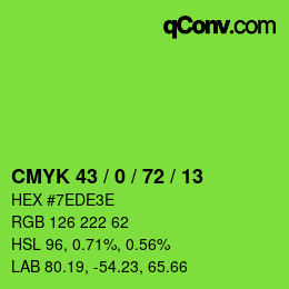 Farbcode: CMYK 43 / 0 / 72 / 13 | qconv.com