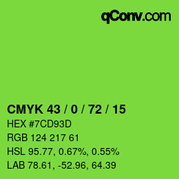 Color code: CMYK 43 / 0 / 72 / 15 | qconv.com