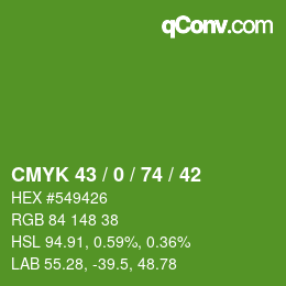 Color code: CMYK 43 / 0 / 74 / 42 | qconv.com