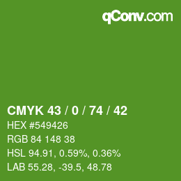 Color code: CMYK 43 / 0 / 74 / 42 | qconv.com