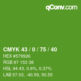 Color code: CMYK 43 / 0 / 75 / 40 | qconv.com