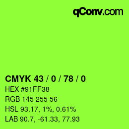 颜色代码: CMYK 43 / 0 / 78 / 0 | qconv.com