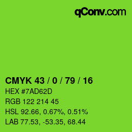颜色代码: CMYK 43 / 0 / 79 / 16 | qconv.com
