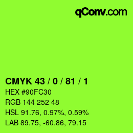 Color code: CMYK 43 / 0 / 81 / 1 | qconv.com