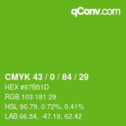 Color code: CMYK 43 / 0 / 84 / 29 | qconv.com