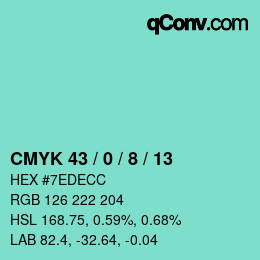 カラーコード: CMYK 43 / 0 / 8 / 13 | qconv.com