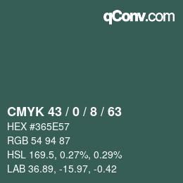 カラーコード: CMYK 43 / 0 / 8 / 63 | qconv.com