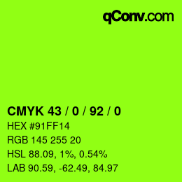 颜色代码: CMYK 43 / 0 / 92 / 0 | qconv.com