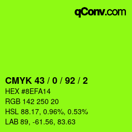 カラーコード: CMYK 43 / 0 / 92 / 2 | qconv.com
