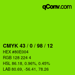 Color code: CMYK 43 / 0 / 98 / 12 | qconv.com