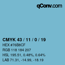 Color code: CMYK 43 / 11 / 0 / 19 | qconv.com