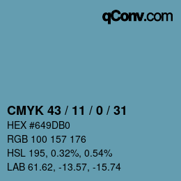 Color code: CMYK 43 / 11 / 0 / 31 | qconv.com