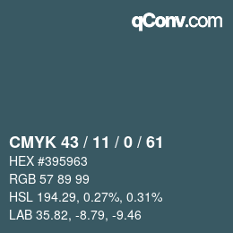 颜色代码: CMYK 43 / 11 / 0 / 61 | qconv.com