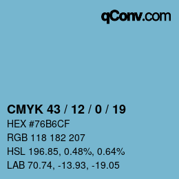 Color code: CMYK 43 / 12 / 0 / 19 | qconv.com