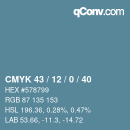 Color code: CMYK 43 / 12 / 0 / 40 | qconv.com