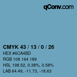 Color code: CMYK 43 / 13 / 0 / 26 | qconv.com