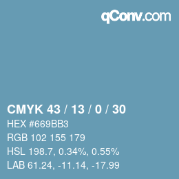 颜色代码: CMYK 43 / 13 / 0 / 30 | qconv.com