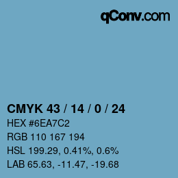 カラーコード: CMYK 43 / 14 / 0 / 24 | qconv.com