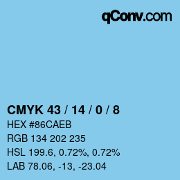 颜色代码: CMYK 43 / 14 / 0 / 8 | qconv.com