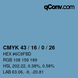 颜色代码: CMYK 43 / 16 / 0 / 26 | qconv.com