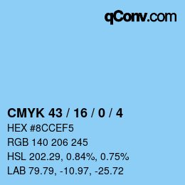 カラーコード: CMYK 43 / 16 / 0 / 4 | qconv.com
