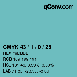 Color code: CMYK 43 / 1 / 0 / 25 | qconv.com