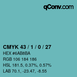 Color code: CMYK 43 / 1 / 0 / 27 | qconv.com