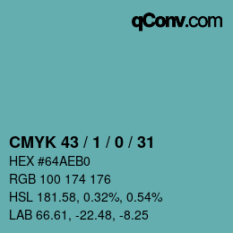 カラーコード: CMYK 43 / 1 / 0 / 31 | qconv.com