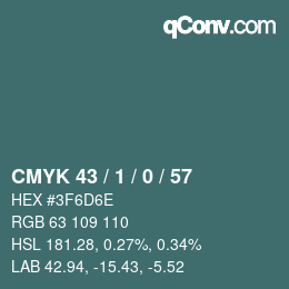 カラーコード: CMYK 43 / 1 / 0 / 57 | qconv.com