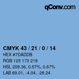 颜色代码: CMYK 43 / 21 / 0 / 14 | qconv.com