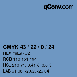 颜色代码: CMYK 43 / 22 / 0 / 24 | qconv.com