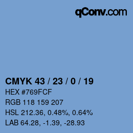 Color code: CMYK 43 / 23 / 0 / 19 | qconv.com