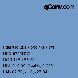 Color code: CMYK 43 / 23 / 0 / 21 | qconv.com