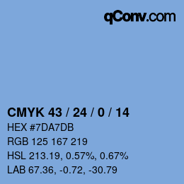 Color code: CMYK 43 / 24 / 0 / 14 | qconv.com