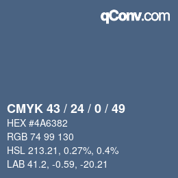 Código de color: CMYK 43 / 24 / 0 / 49 | qconv.com
