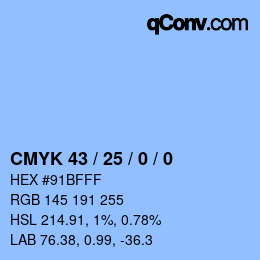 カラーコード: CMYK 43 / 25 / 0 / 0 | qconv.com