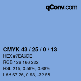 カラーコード: CMYK 43 / 25 / 0 / 13 | qconv.com