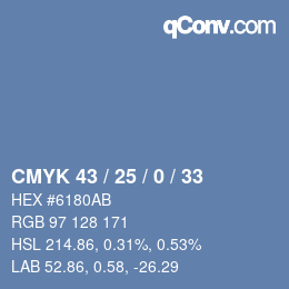 Código de color: CMYK 43 / 25 / 0 / 33 | qconv.com