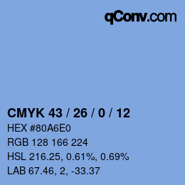 Color code: CMYK 43 / 26 / 0 / 12 | qconv.com