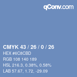 Color code: CMYK 43 / 26 / 0 / 26 | qconv.com