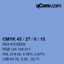 颜色代码: CMYK 43 / 27 / 0 / 15 | qconv.com