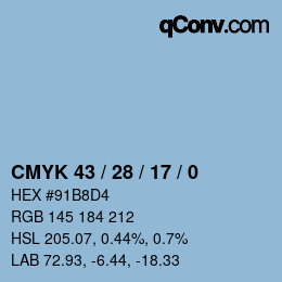 Color code: CMYK 43 / 28 / 17 / 0 | qconv.com