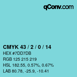 カラーコード: CMYK 43 / 2 / 0 / 14 | qconv.com