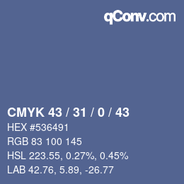 Color code: CMYK 43 / 31 / 0 / 43 | qconv.com
