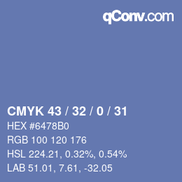 Color code: CMYK 43 / 32 / 0 / 31 | qconv.com