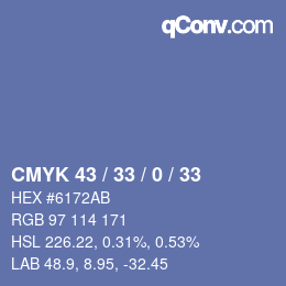 Color code: CMYK 43 / 33 / 0 / 33 | qconv.com